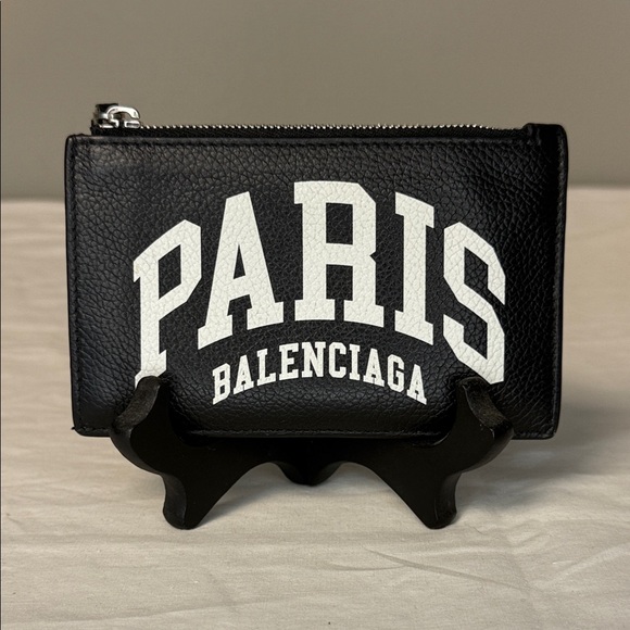 Balenciaga Paris Black Leather Zip Wallet – 5 Card Slots - Picture 1 of 7